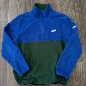 Ripndip Blue and Dark Green Half-Zip Fleece Pullover